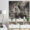 Designart - Grey Wild African Lion - Animal Print on Natural Pine Wood